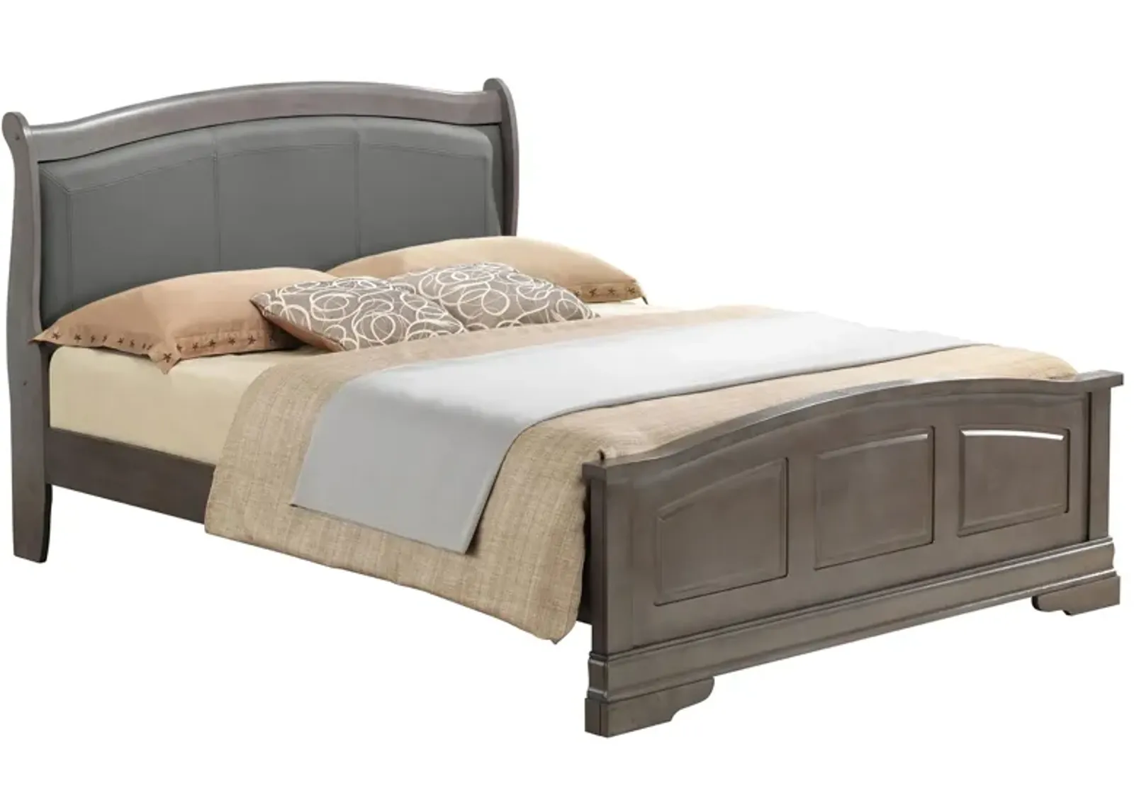 Rossie Upholstered Panel Bed in Gray by Glory Furniture