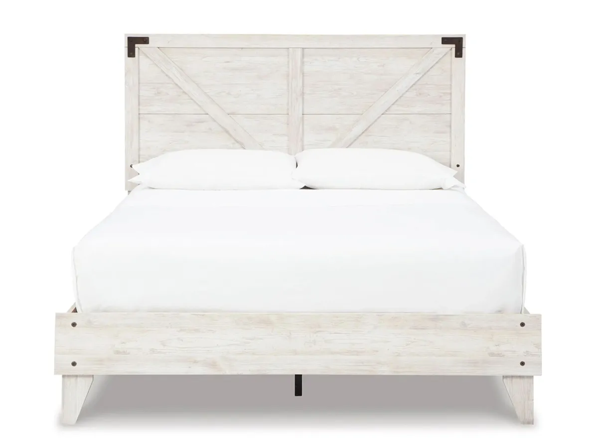 Shawburn Crossbuck Panel Bed in White/Dark Charcoal Gray by Ashley Express