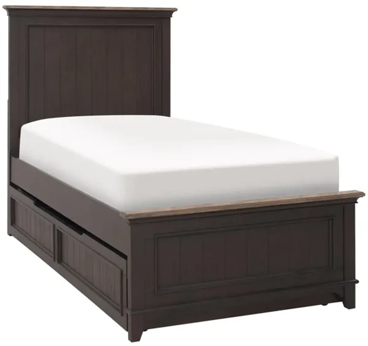 Dakota Full Panel Bed w/ Trundle in Wirebrushed Black w/ Ember Gray Tops by Liberty Furniture