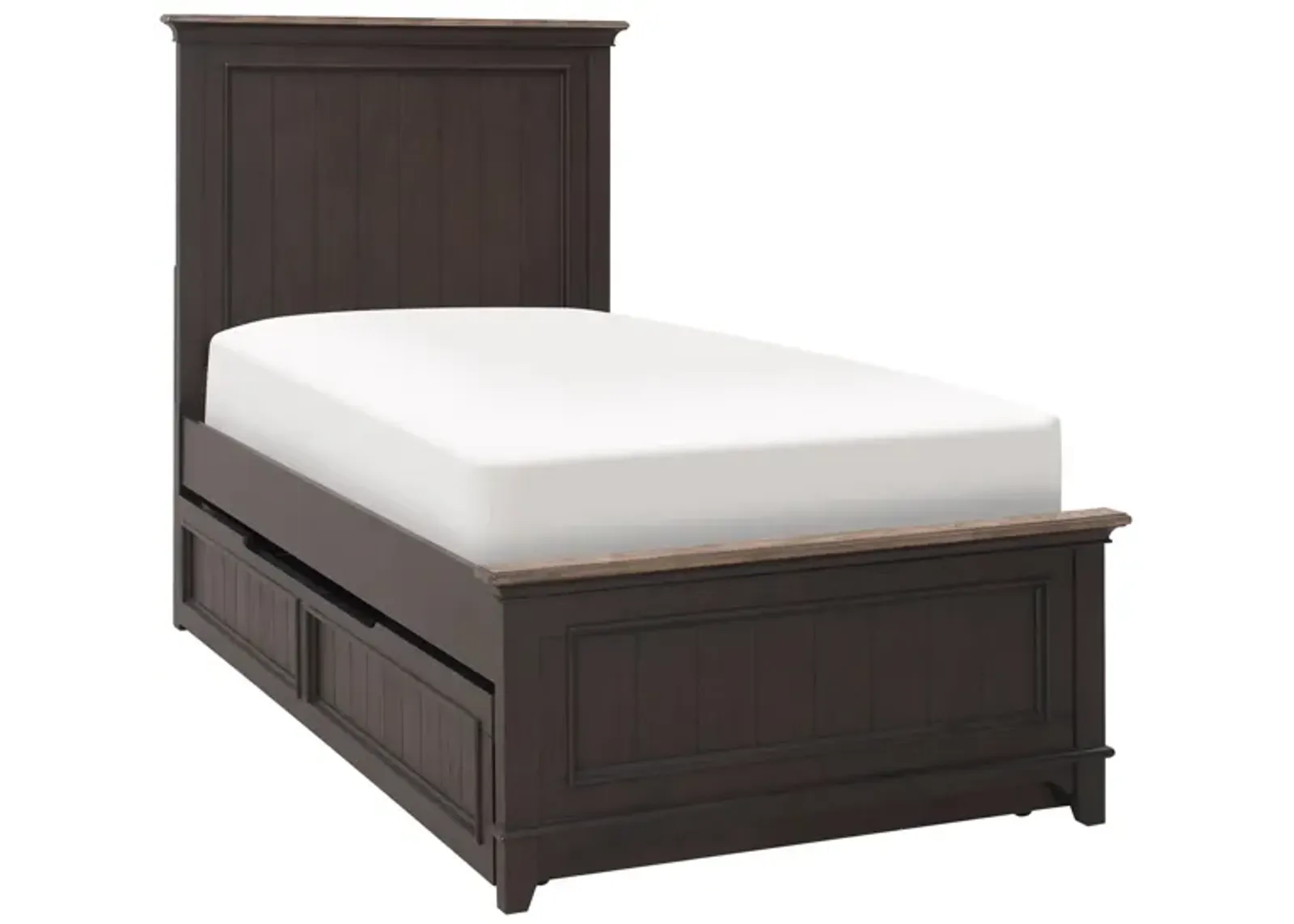 Dakota Full Panel Bed w/ Trundle in Wirebrushed Black w/ Ember Gray Tops by Liberty Furniture