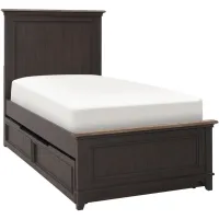 Dakota Full Panel Bed w/ Trundle in Wirebrushed Black w/ Ember Gray Tops by Liberty Furniture