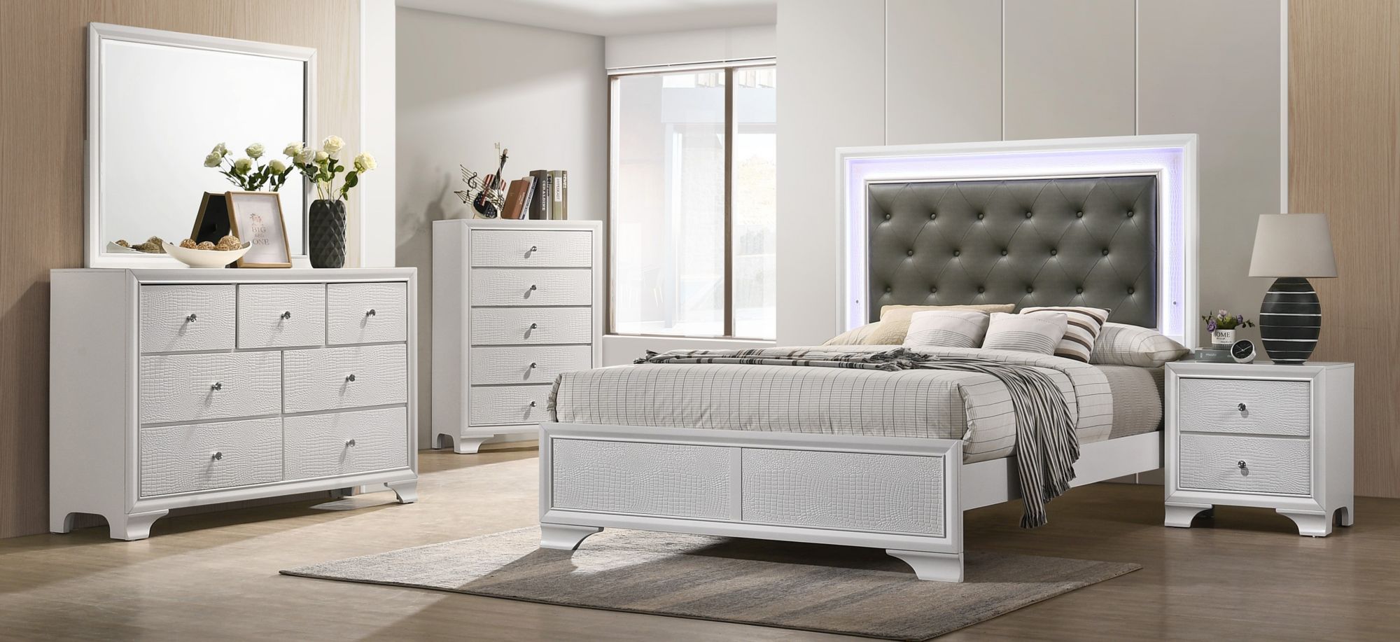 Lyssa 4-pc. Bedroom Set in FROST by Crown Mark