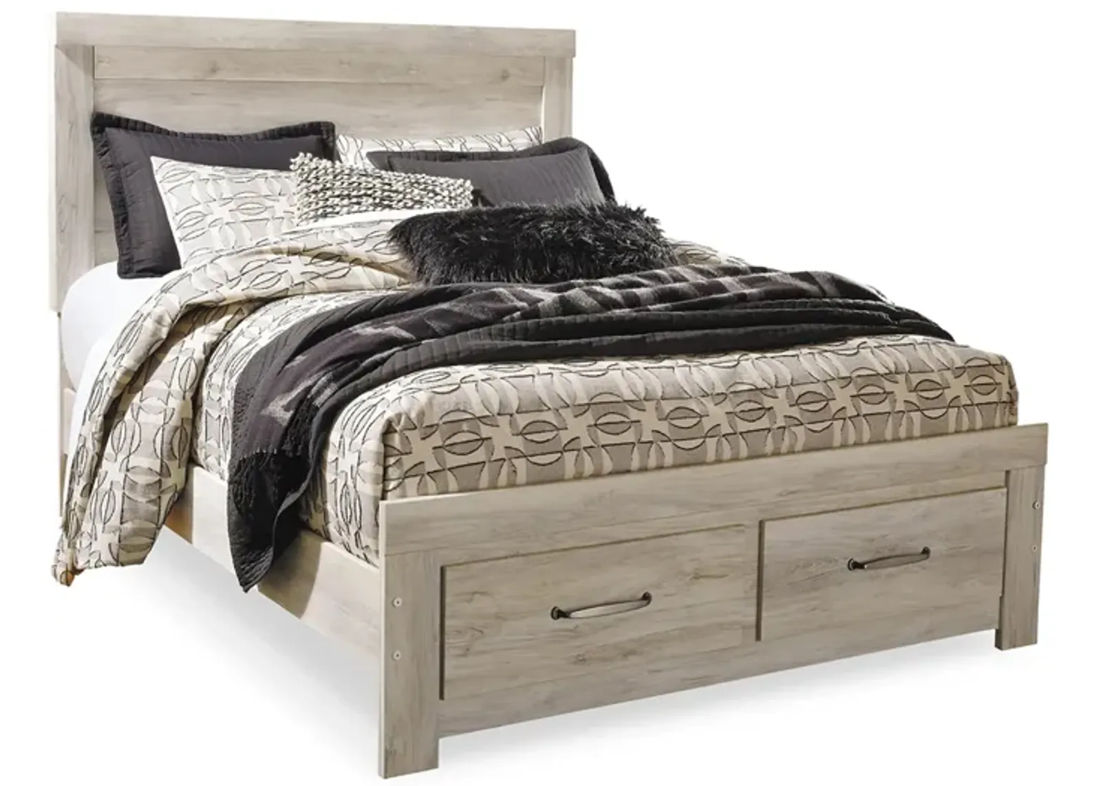 Bellaby Queen Platform Bed with 2 Storage in Whitewash by Ashley Furniture