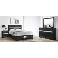 Regata 4-pc. Bedroom Set w/Storage Bed in Black/Silver by Crown Mark