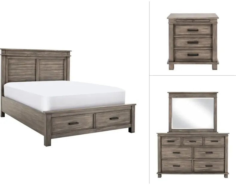 Hempstead 4-pc. Platform Storage Bedroom Set in Gray by A-America