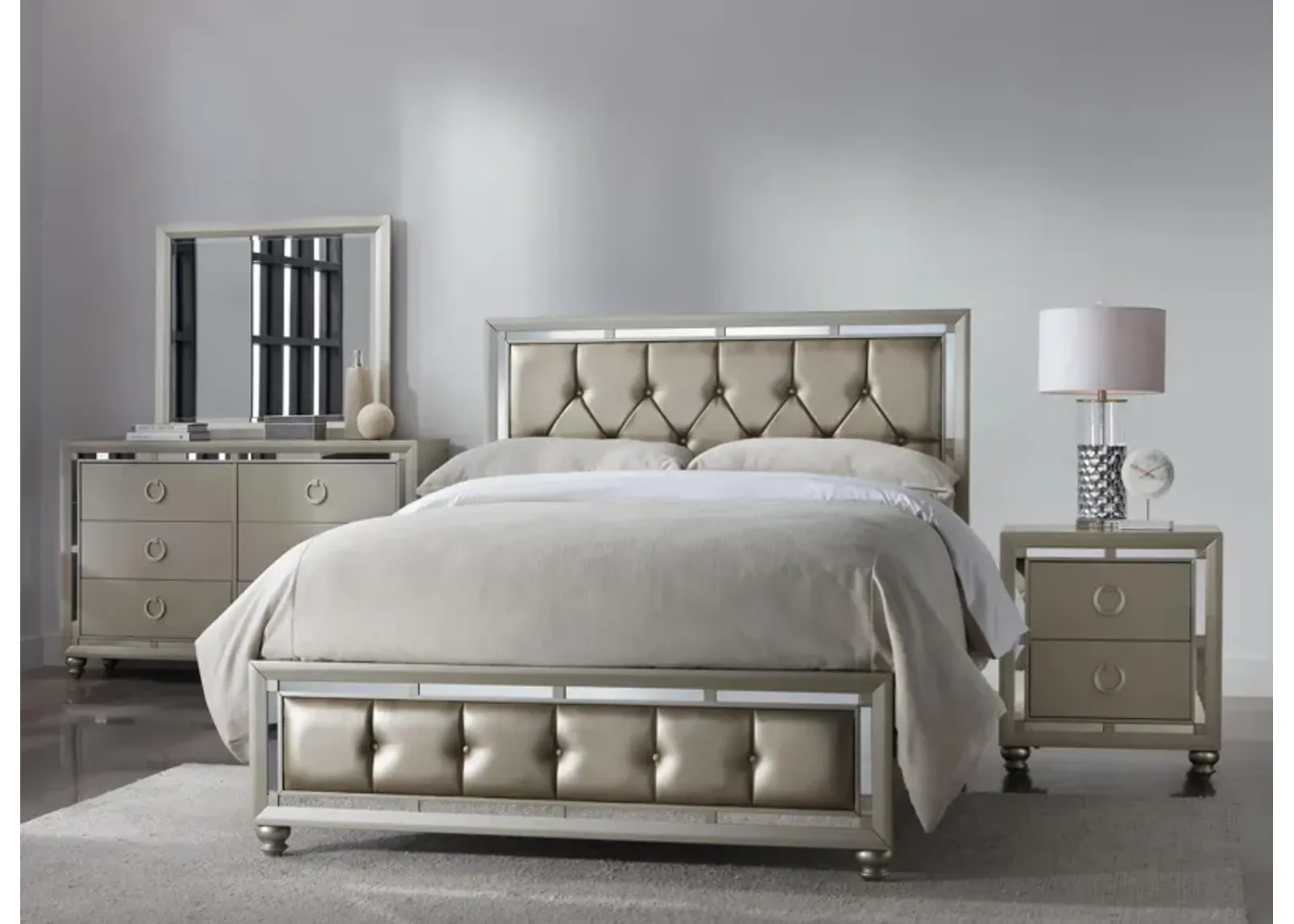 Lana 4-pc. Bedroom Set in Silver by Global Furniture Furniture USA