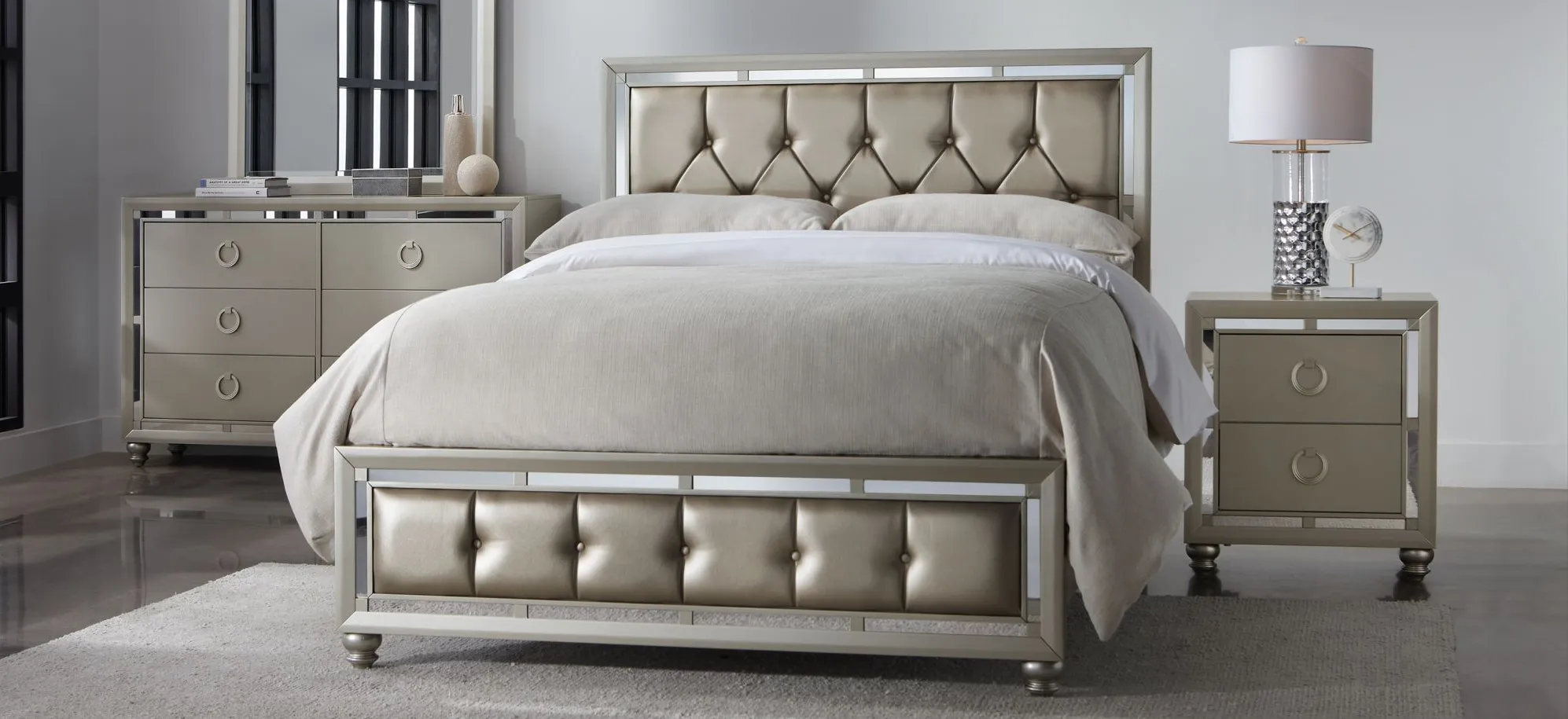 Lana 4-pc. Bedroom Set in Silver by Global Furniture Furniture USA