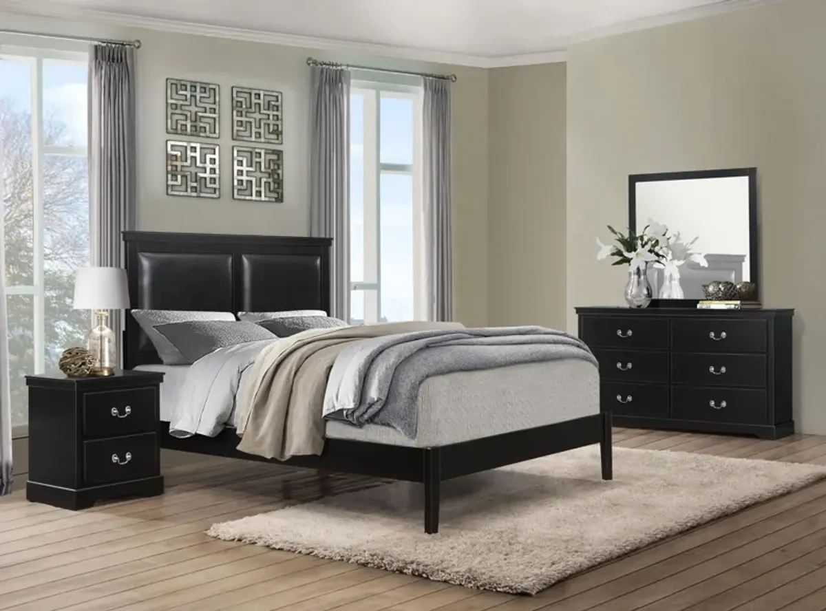 Place 4-pc Upholstered Bedroom Set in Black by Homelegance