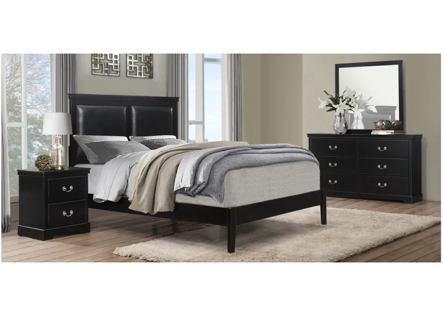 Place 4-pc. Upholstered Bedroom Set in Black by Homelegance