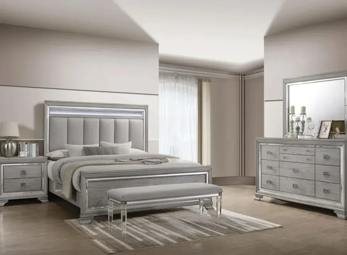 Vail 4-pc. Bedroom Set in Light Gray by Crown Mark