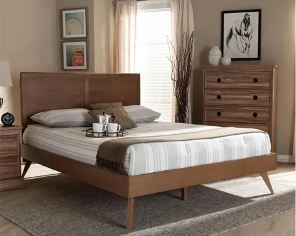 Zenon Mid-Century Queen Size Platform Bed