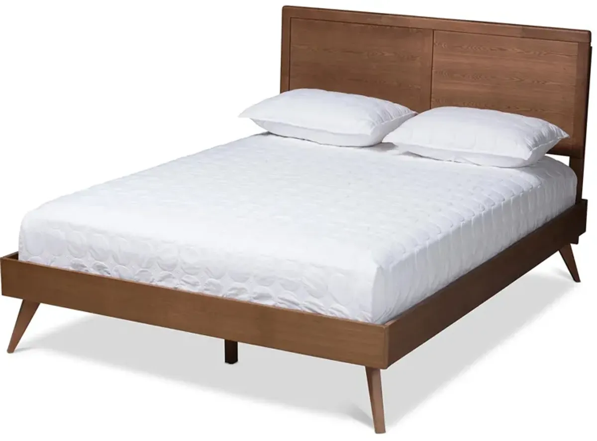 Zenon Mid-Century Queen Size Platform Bed in Walnut by Wholesale Interiors