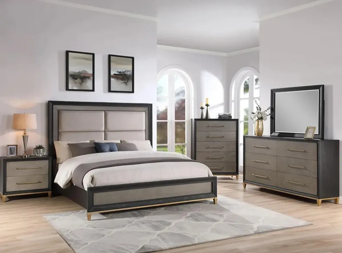 Payson 5-pc. Bedroom Set in Charcoal Black/Light Khaki by Crown Mark