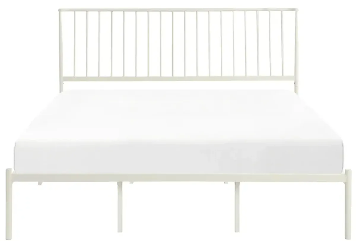 Fawn King Metal Platform Bed in White by Homelegance