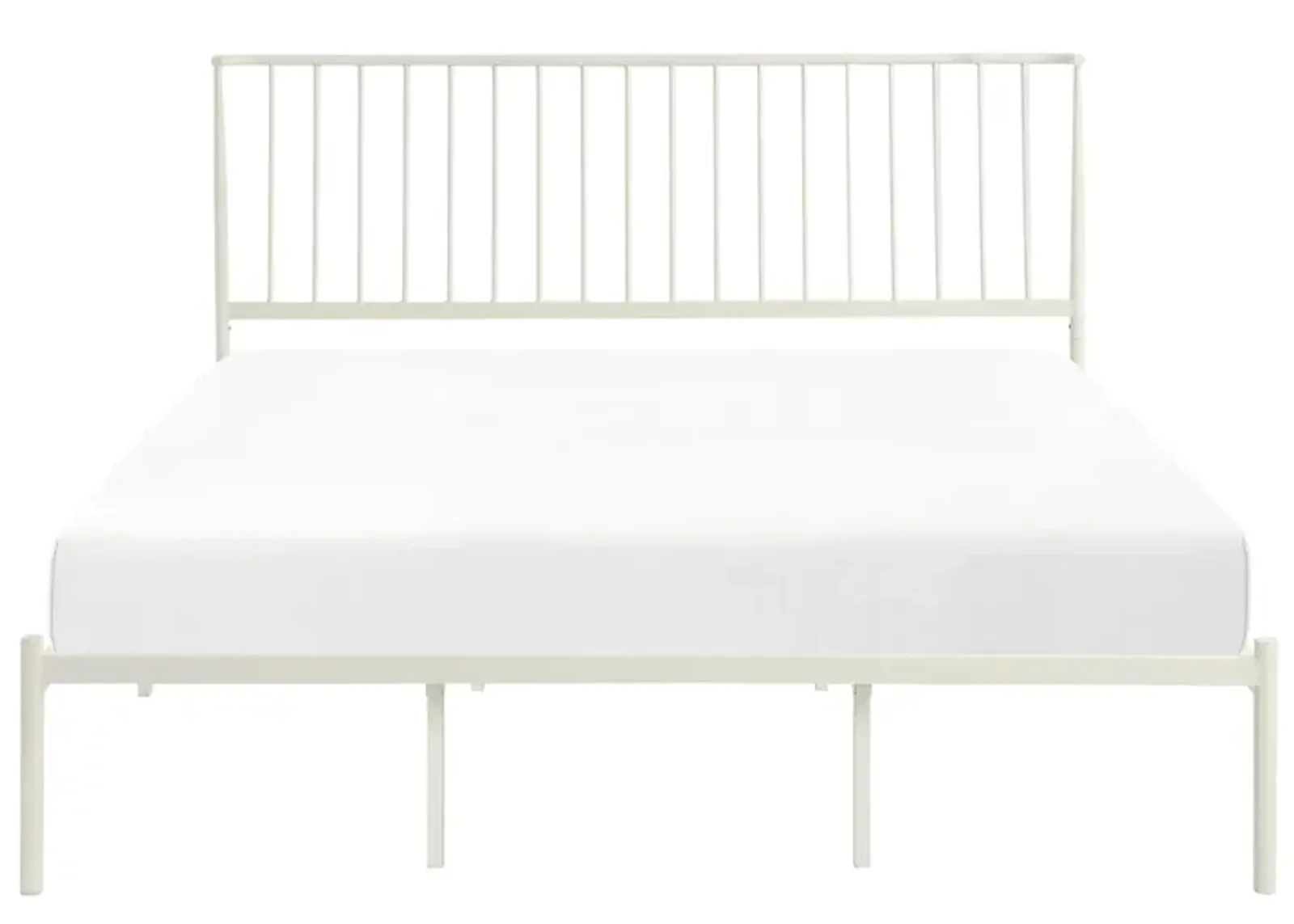 Fawn King Metal Platform Bed in White by Homelegance