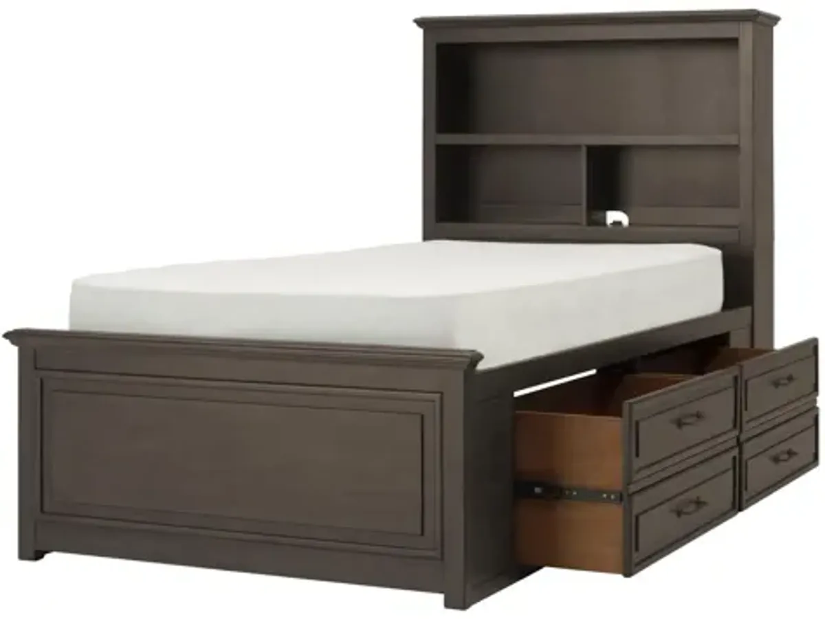 Kieran Platform Bookcase Bed w/ 2-Side Storage