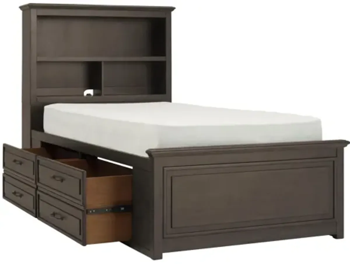 Kieran Platform Bookcase Bed w/ 2-Side Storage