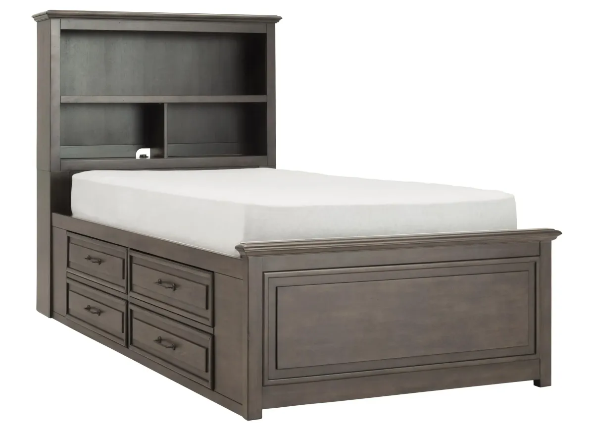 Kieran Platform Bookcase Bed w/ 2-Side Storage