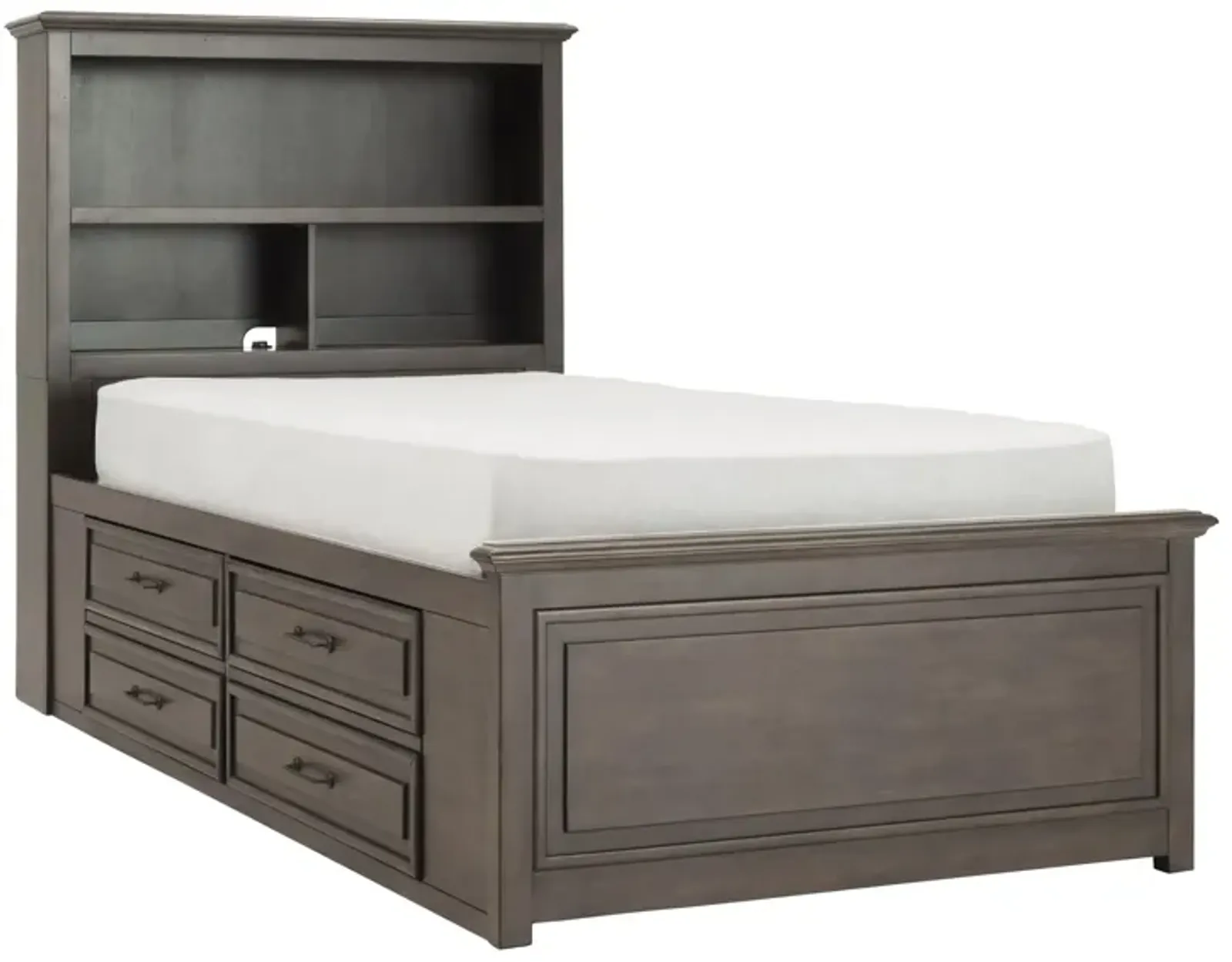 Kieran Platform Bookcase Bed w/ 2-Side Storage