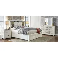 Sun Valley 4-pc. Bedroom Set w/ Storage Bed in White by A-America
