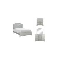 Amina 4-pc. Bedroom Set in Silver by Crown Mark