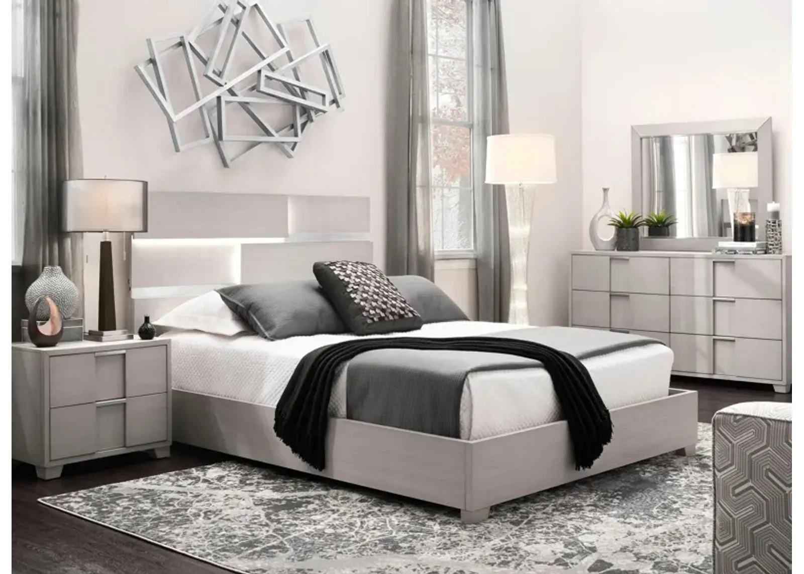 Alara 4-pc. Bedroom Set in Light Gray by Bellanest