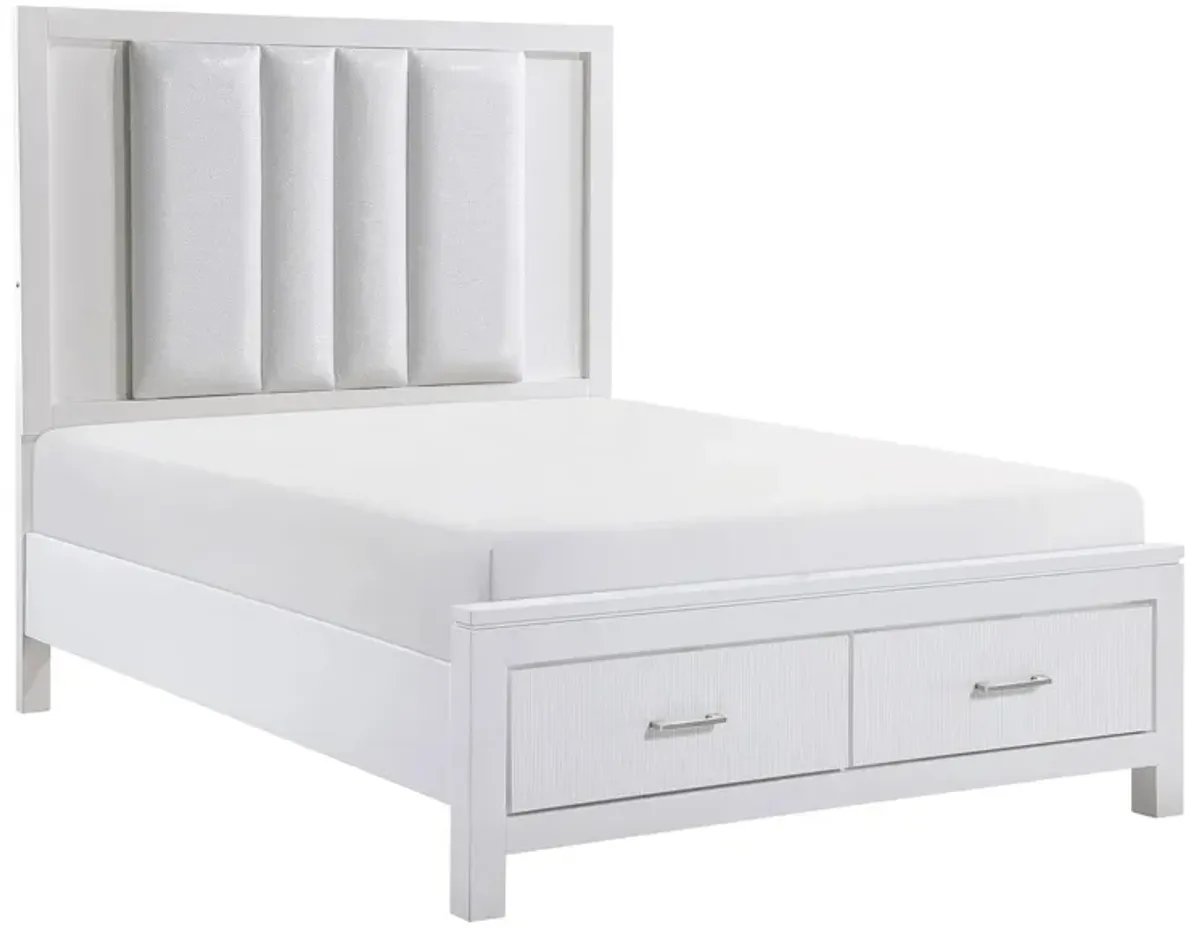 Garretson Platform Bed With Storage in White by Homelegance