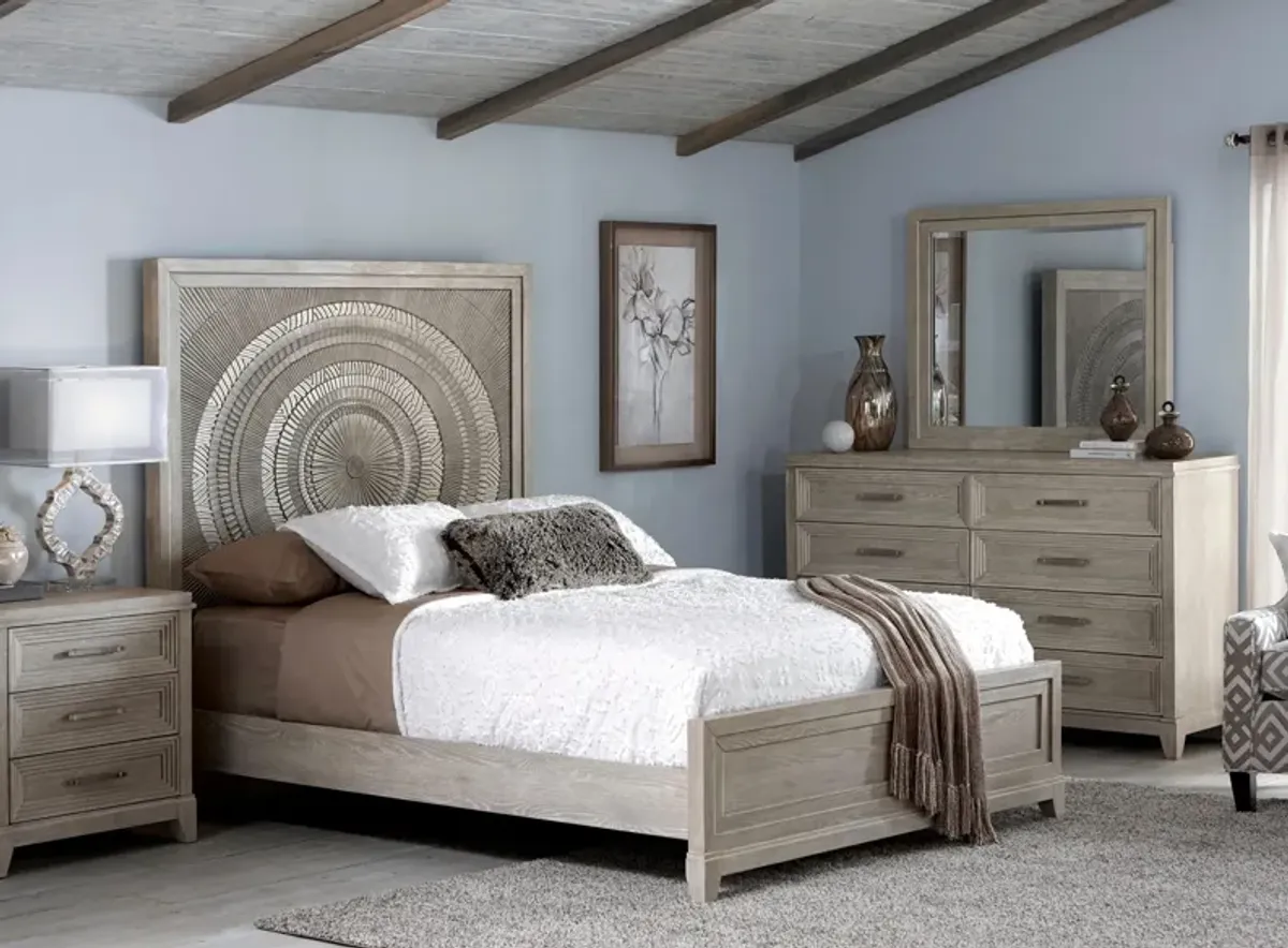 Montara 4-pc. Bedroom Set in Washed Taupe Silver Champagne by Liberty Furniture