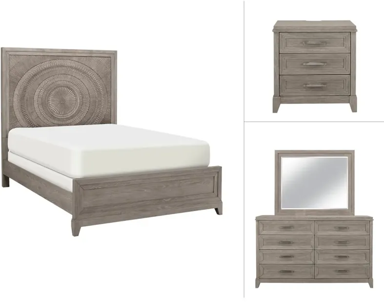 Montara 4-pc. Bedroom Set in Washed Taupe Silver Champagne by Liberty Furniture