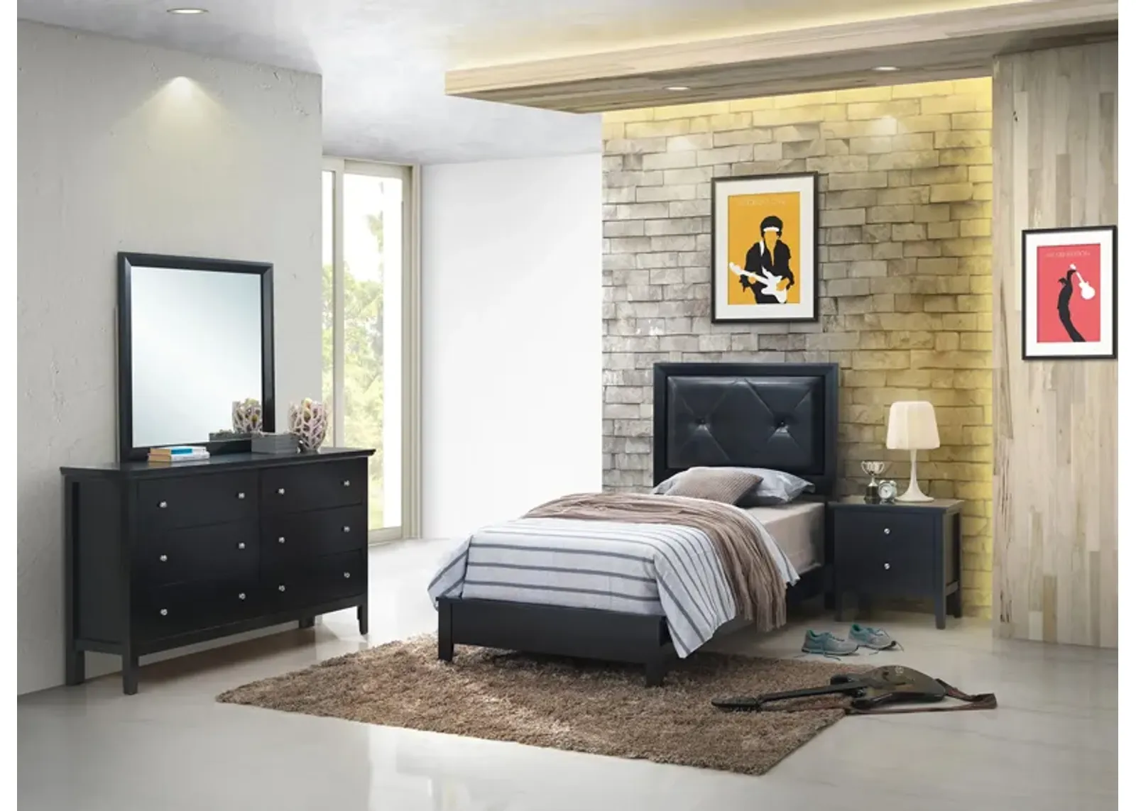 Primo 4-pc. Bedroom Set in Black by Glory Furniture