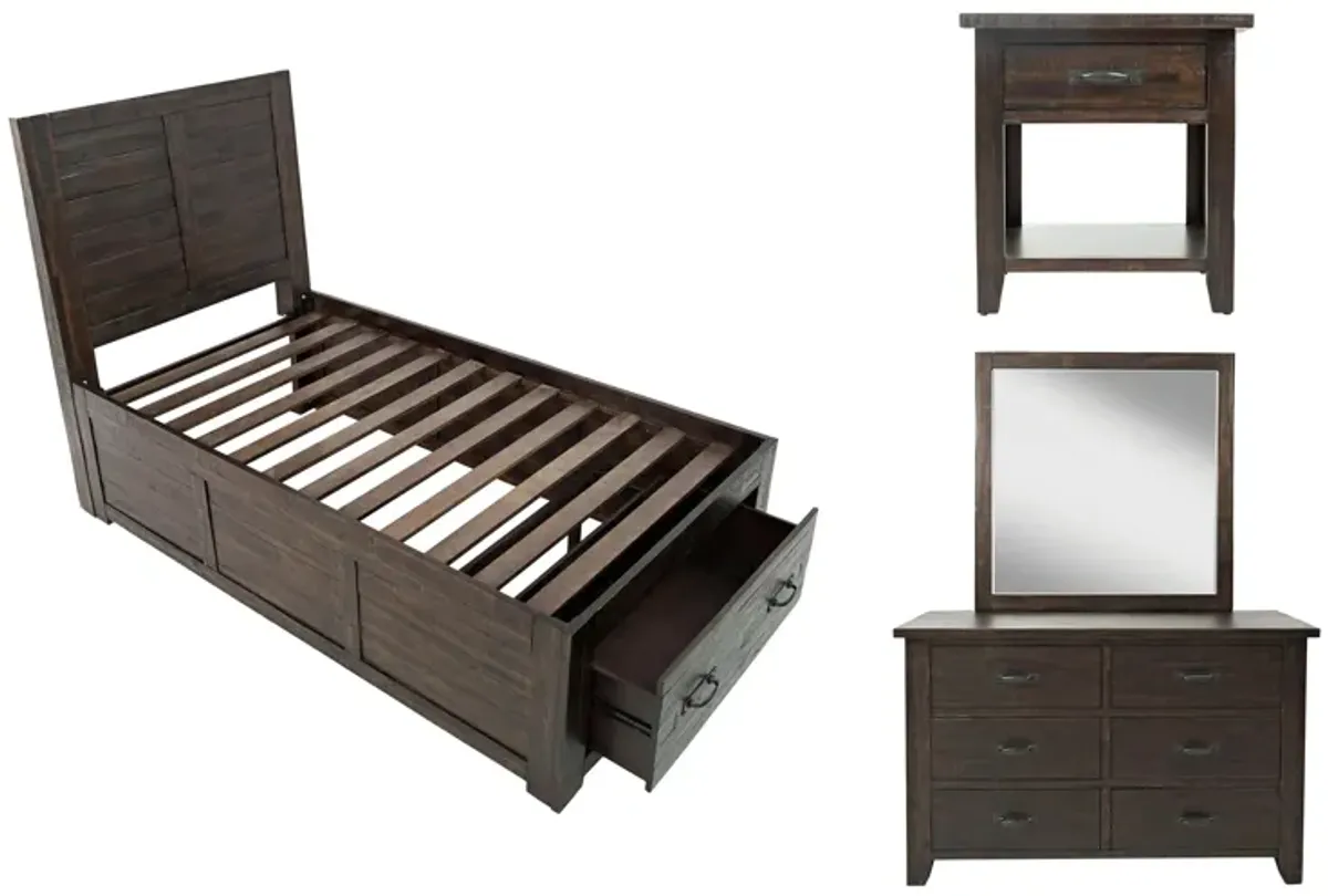 Jackson Lodge 4-pc. Storage Bedroom Set in Deep Chocolate by Jofran