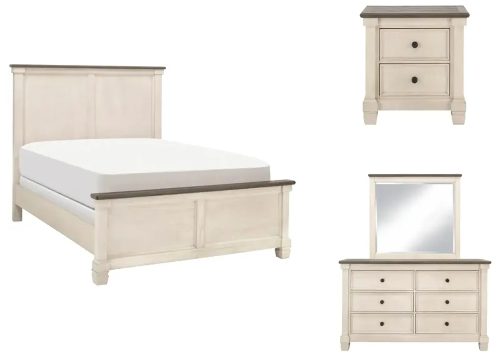 Andover 4-pc Bedroom Set in Antique White/Brown Gray by Bellanest