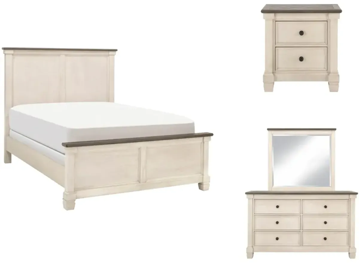 Andover 4-pc Bedroom Set in Antique White/Brown Gray by Bellanest