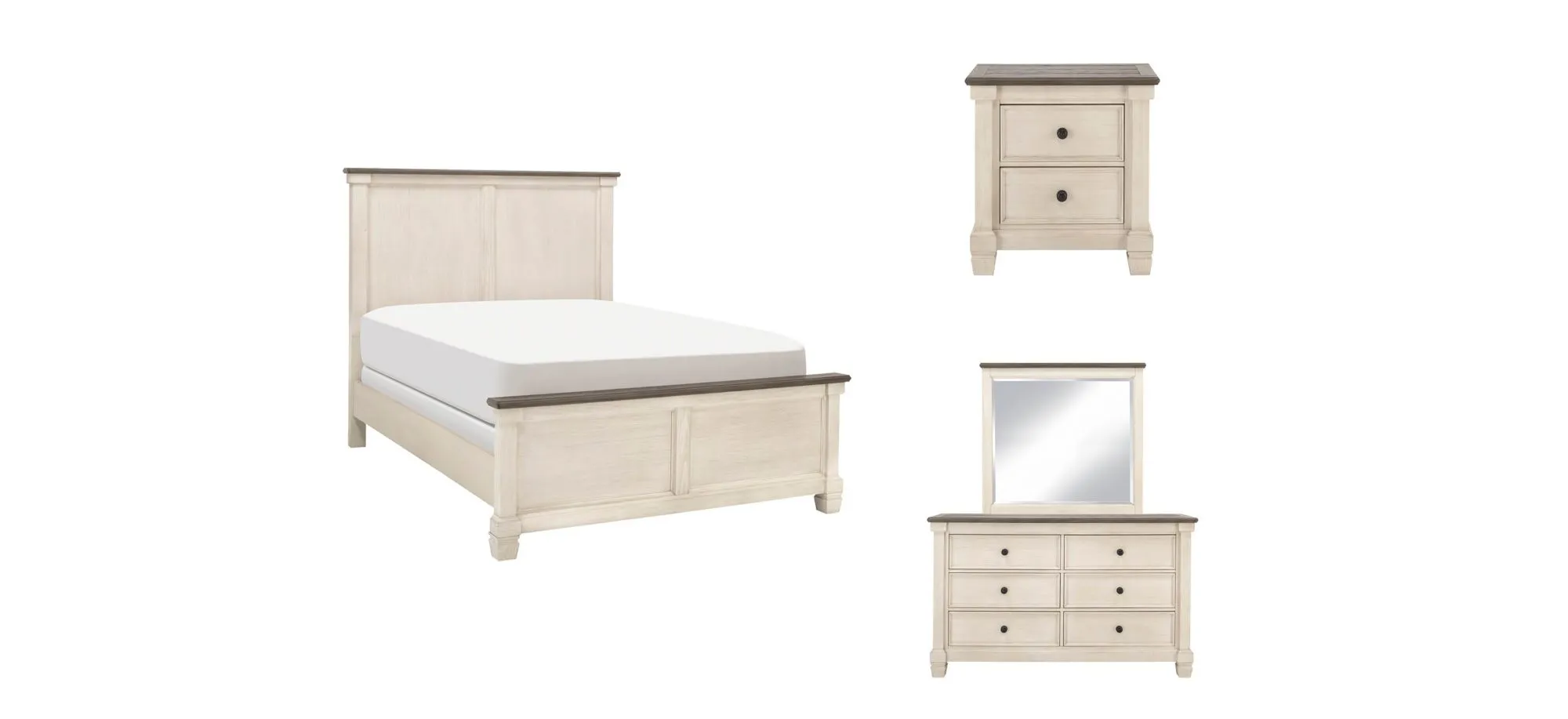 Andover 4-pc. Bedroom Set in Antique white/brown gray by Bellanest