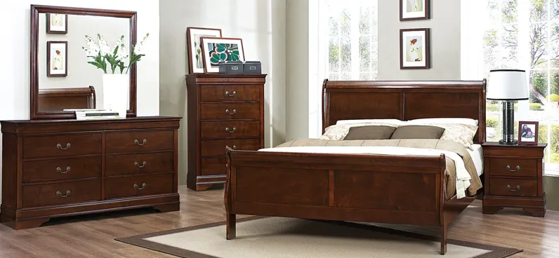 Edina Bed in Brown Cherry by Homelegance