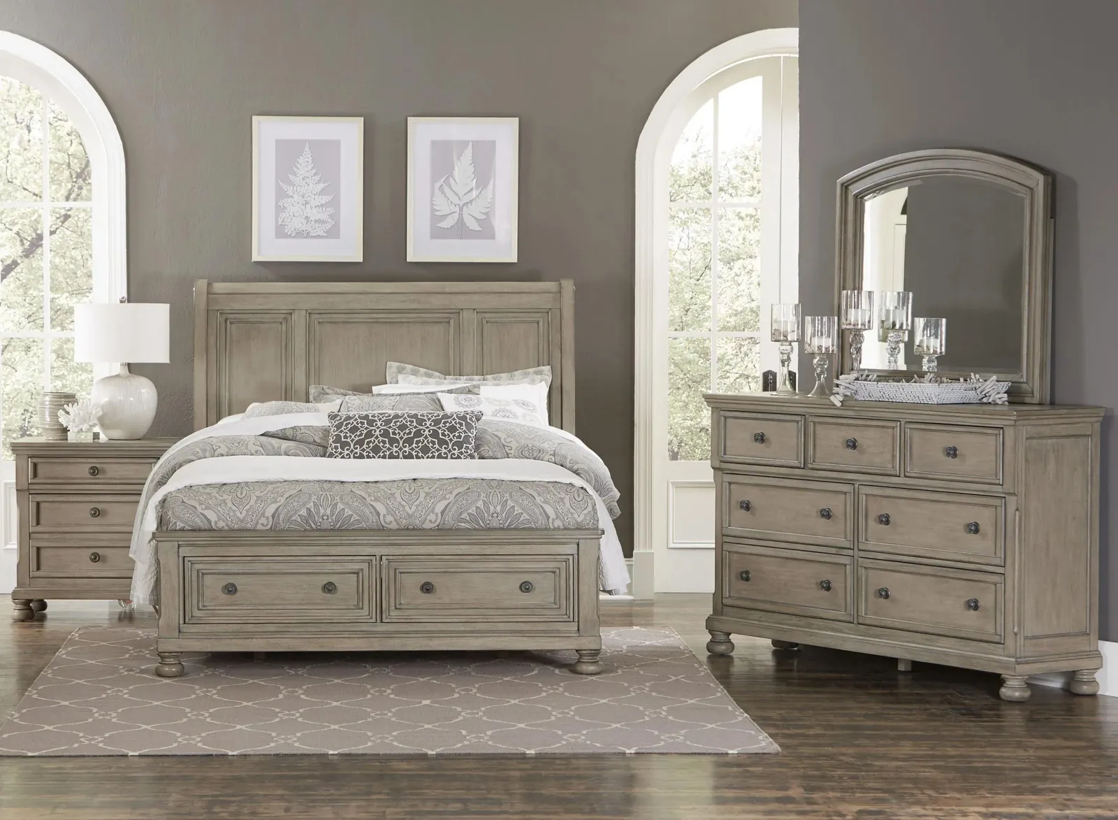 Donegan 4-pc. Sleigh Platform Storage Bedroom Set