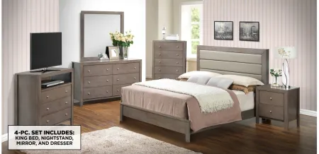 Burlington 4-pc. Upholstered Bedroom Set in Gray by Glory Furniture