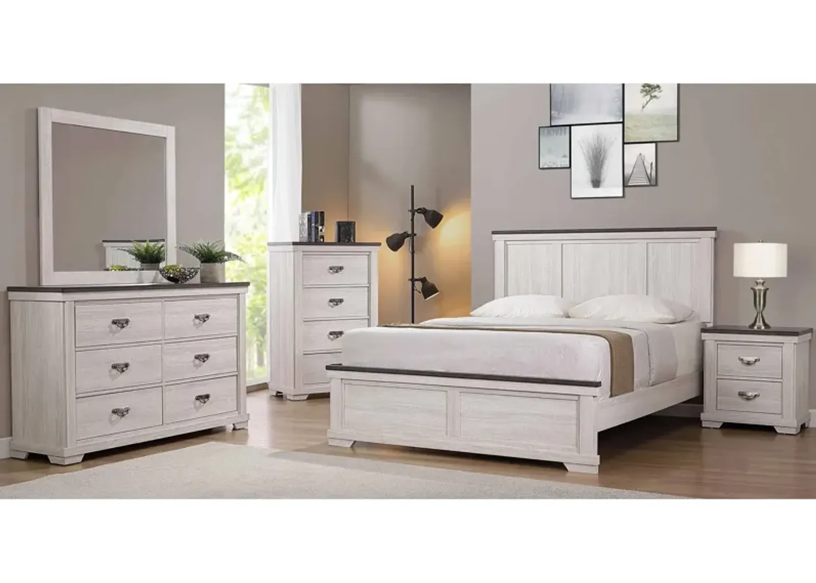 Leighton Bedroom Set in Vintage Linen & Rustic Grey by Crown Mark