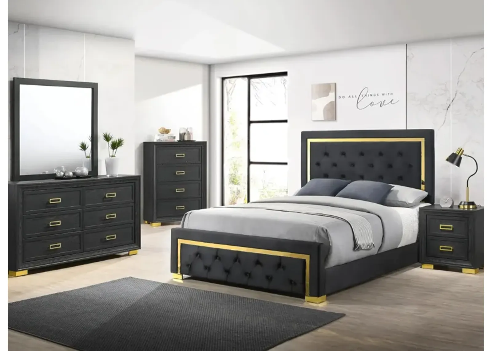 Pepe 5-Pc Queen Bedroom Set in 2882 Black by Crown Mark