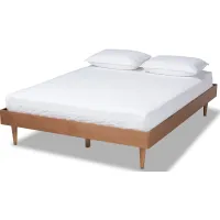 Rina Mid-Century Full Size Wood Bed Frame in Ash Walnut by Wholesale Interiors