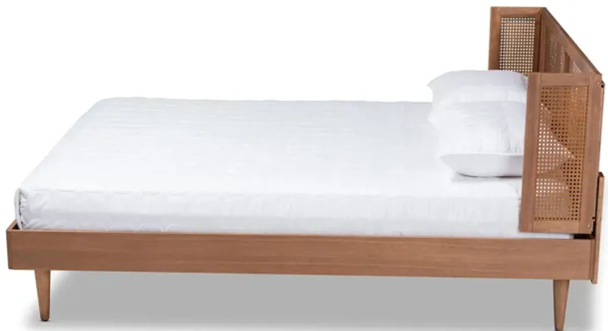 Rina Mid-Century Platform Bed with Wrap-Around Headboard