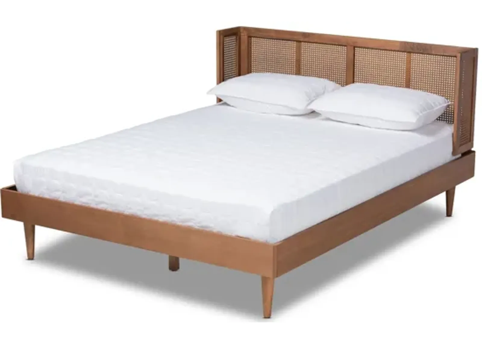 Rina Mid-Century Platform Bed with Wrap-Around Headboard in Ash by Wholesale Interiors