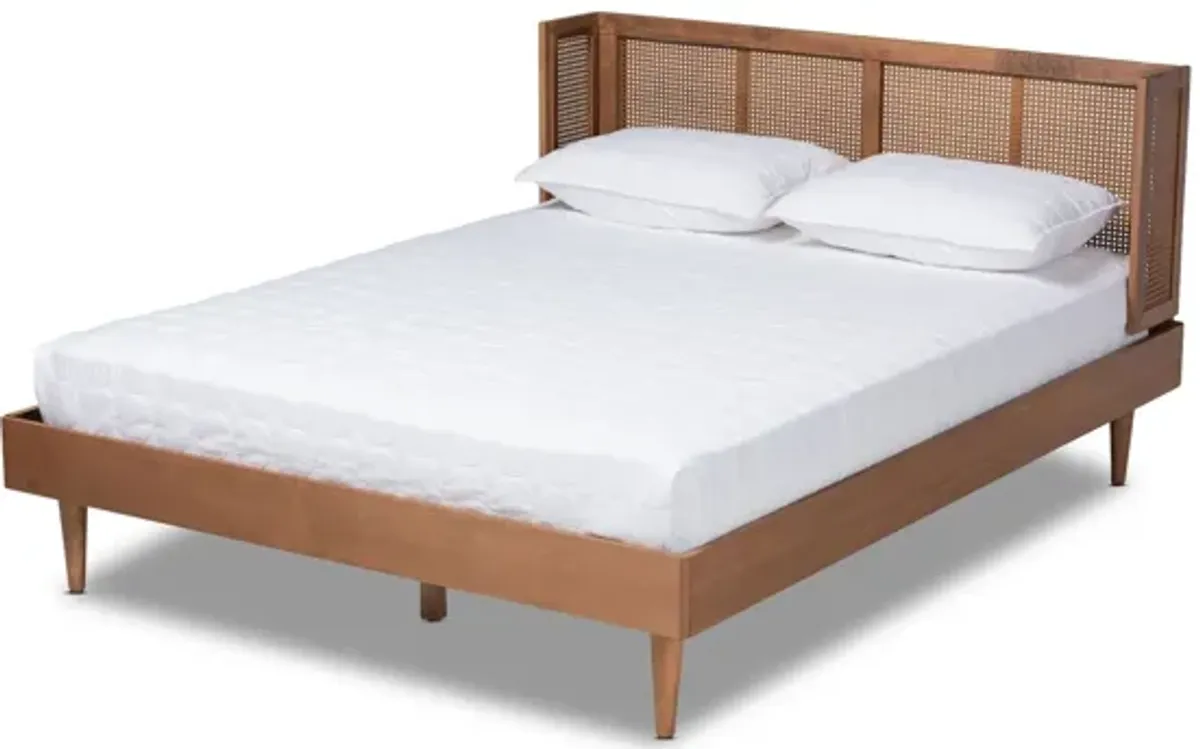 Rina Mid-Century Platform Bed with Wrap-Around Headboard in Ash by Wholesale Interiors