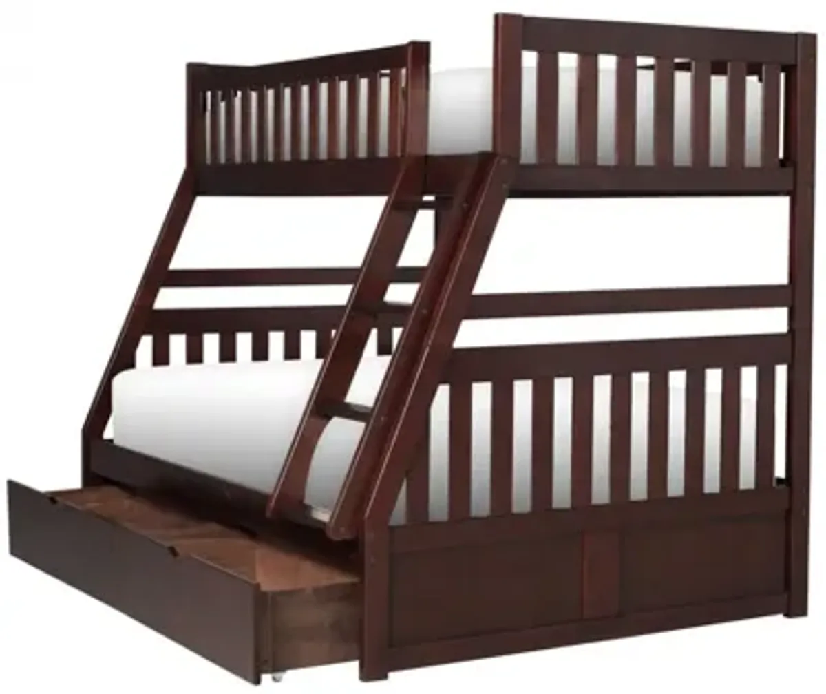 Belisar Twin-Over-Full Storage Bunk Bed in Cherry by Bellanest