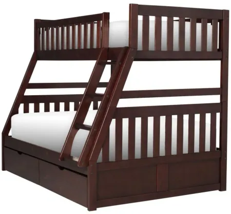 Belisar Twin-Over-Full Storage Bunk Bed in Cherry by Bellanest