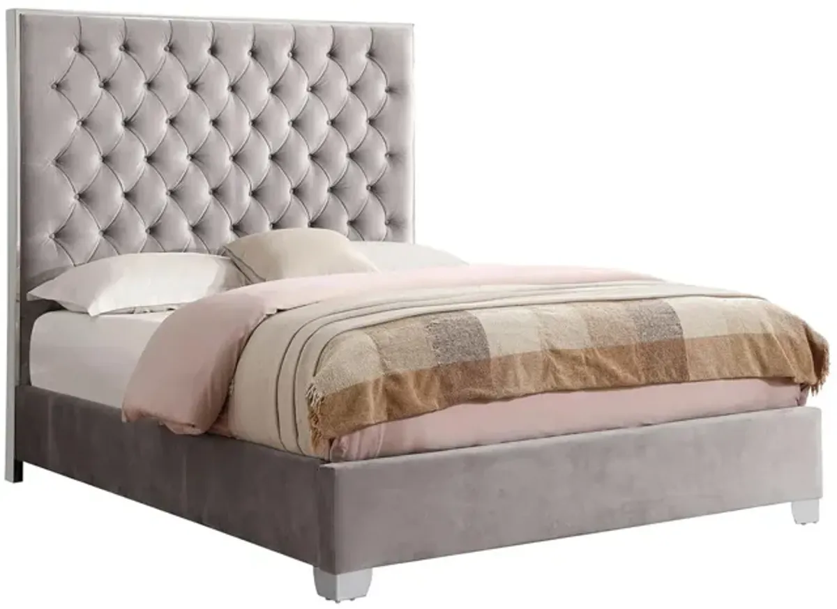 Louisa Upholstered Bed in silver gray by Emerald Home Furnishings