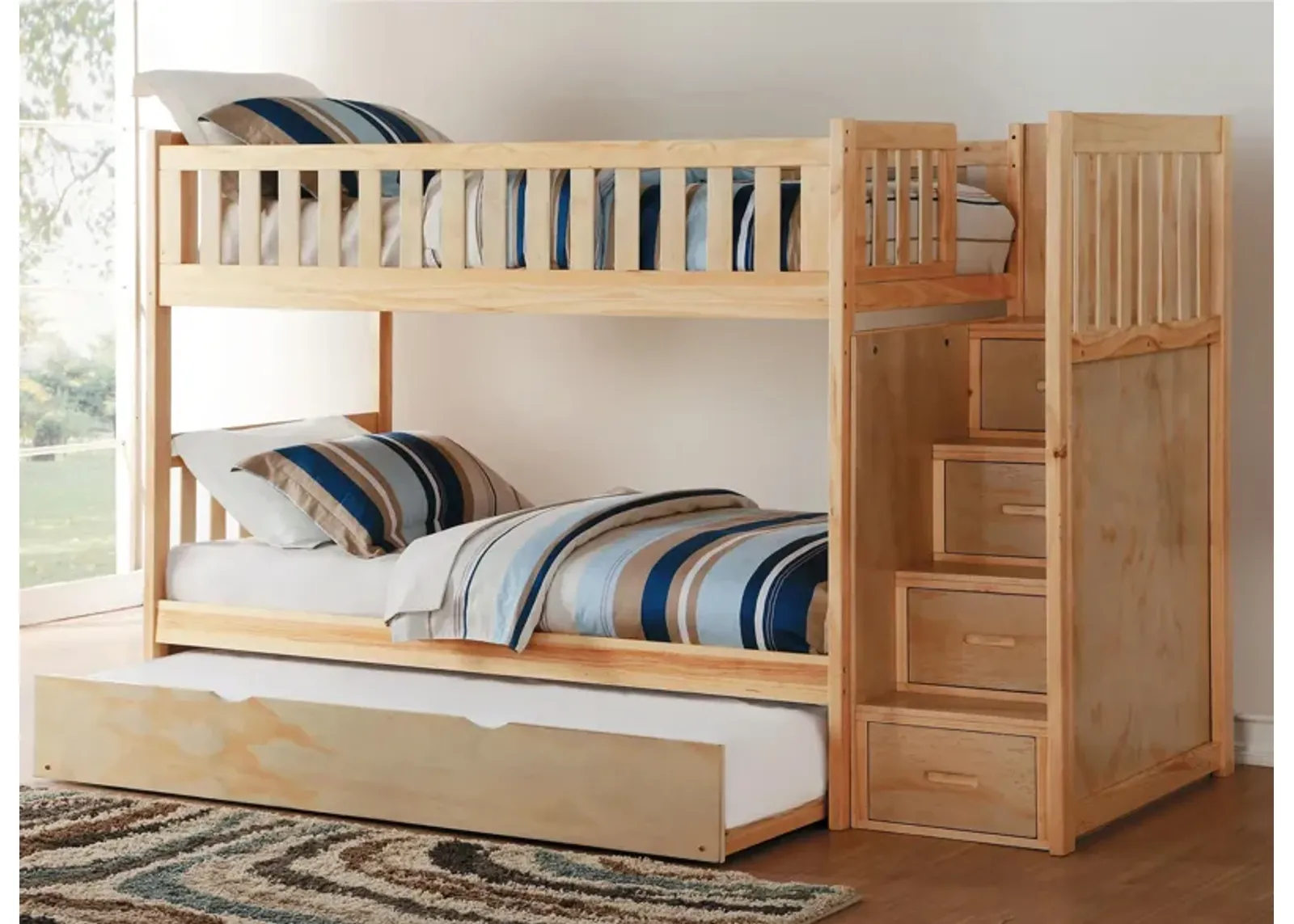 Carissa Bunk Bed With Trundle & Storage Staircase