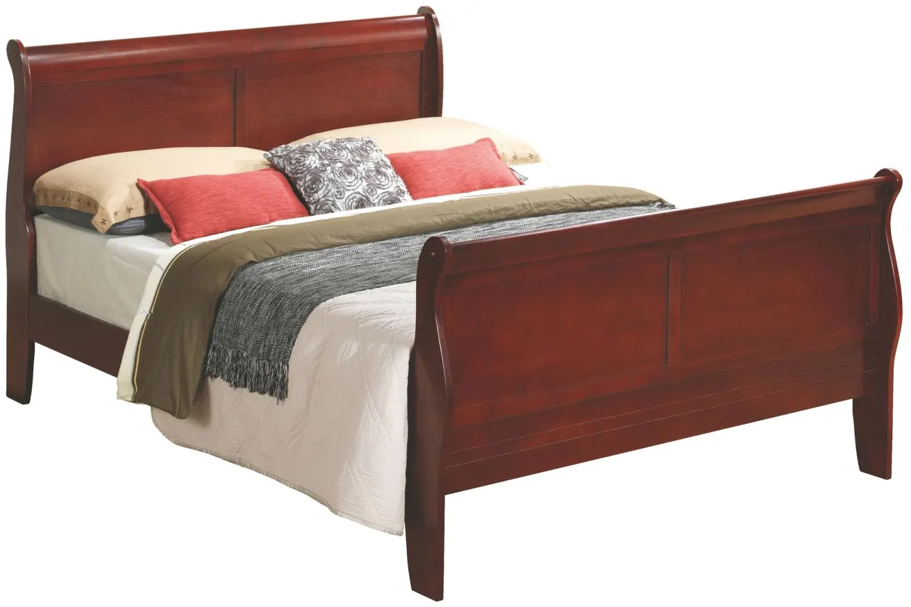 Rossie Sleigh Bed in Cherry by Glory Furniture