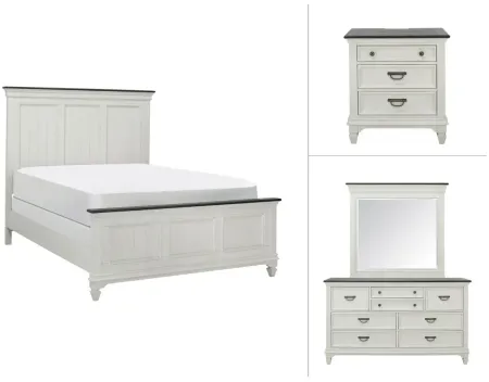 Shelby 4-pc. Bedroom Set in Wirebrushed White with Charcoal Tops by Liberty Furniture