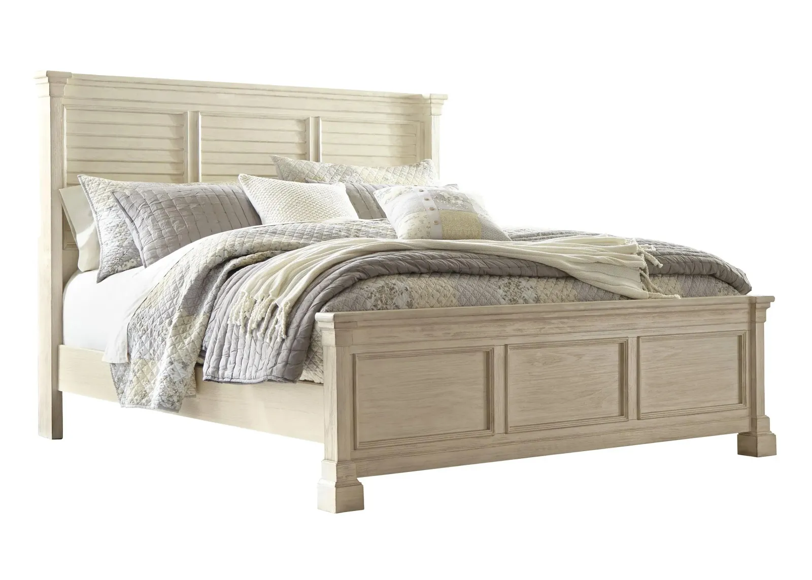 Aspen Louvered Panel Bed in Antique White by Ashley Furniture